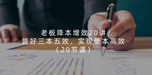 (11238期)老板 降本增效20讲,管好 三本五效,实现低本高效(20节课)-黑斯坦丁项目网