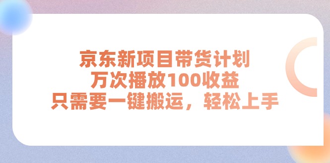 （11300期）京东新项目带货计划，万次播放100收益，只需要一键搬运，轻松上手-黑斯坦丁项目网