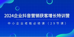 (11349期)2024企业抖音-营销获客增长特训营,中小企业老板必修课(29节课)-黑斯坦丁项目网