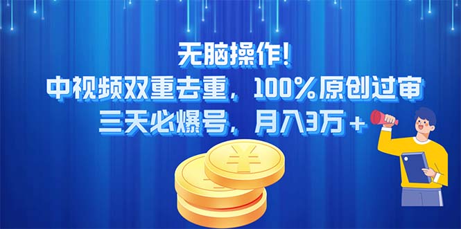 (11353期)无脑操作!中视频双重去重,100%原创过审,三天必爆号,月入3万+-黑斯坦丁项目网