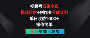 (11402期)视频号双重变现,视频带货+创作者分成计划 , 单日收益1000+,可矩阵-黑斯坦丁项目网