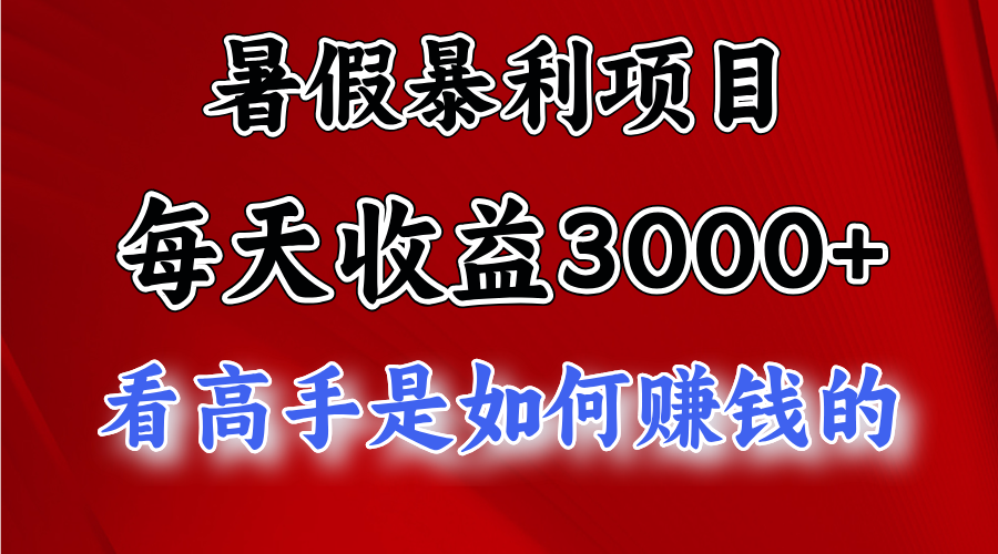 (11422期)暑假暴利项目,每天收益3000+ 努努力能达到5000+,暑假大流量来了-黑斯坦丁项目网