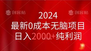（11444期）2024最新0成本无脑项目，日入2000+纯利润-黑斯坦丁项目网