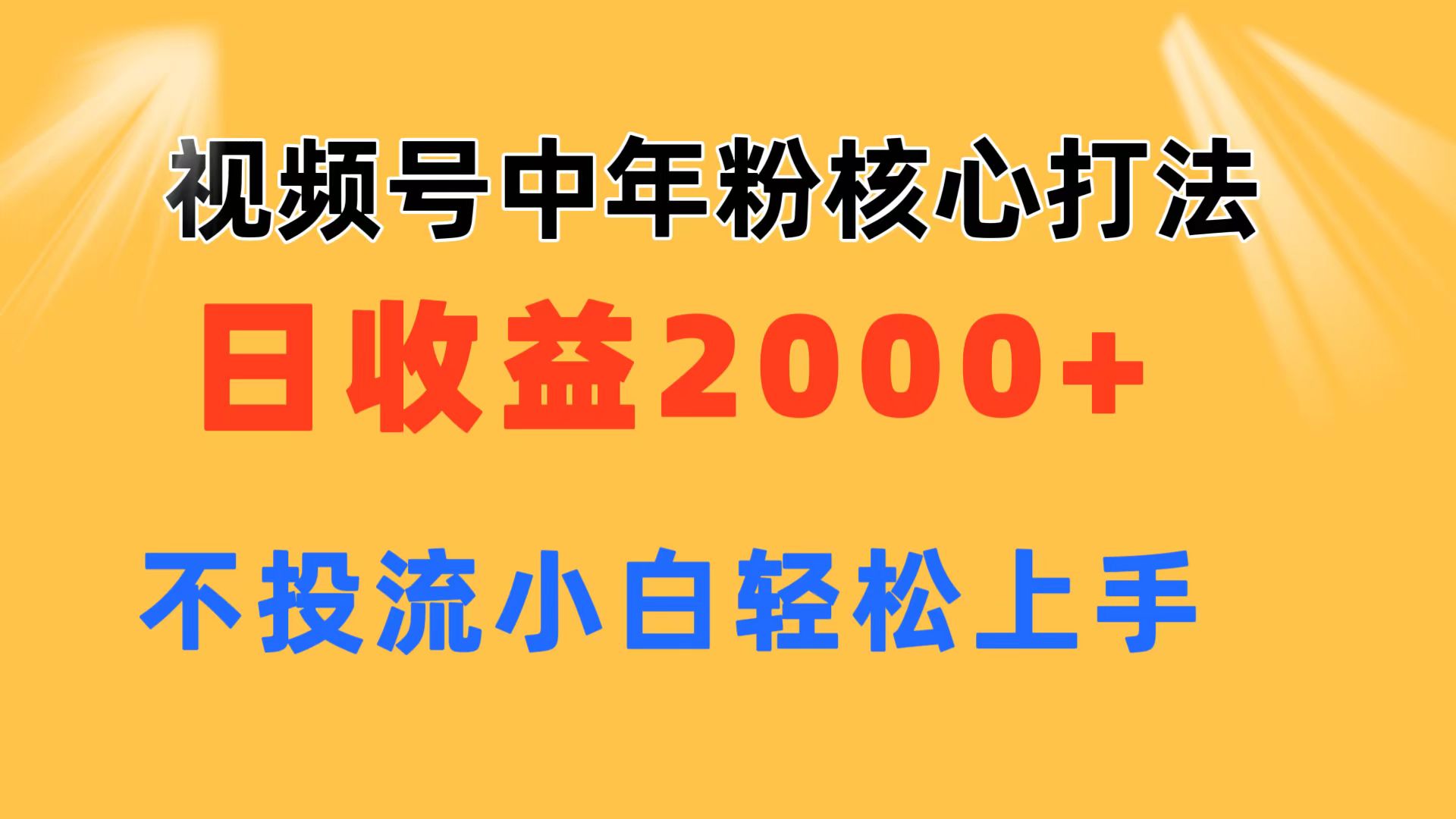 （11205期）视频号中年粉核心玩法 日收益2000+ 不投流小白轻松上手-黑斯坦丁项目网