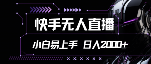 （11603期）快手无人直播，小白易上手，轻轻松松日入2000+-黑斯坦丁项目网