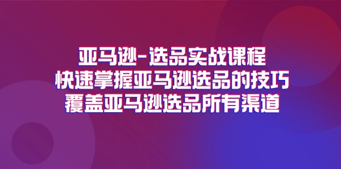 (11620期)亚马逊-选品实战课程,快速掌握亚马逊选品的技巧,覆盖亚马逊选品所有渠道-黑斯坦丁项目网