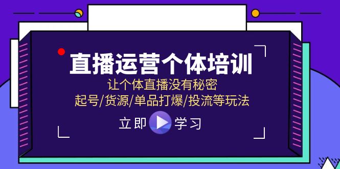 (11636期)直播运营个体培训,让个体直播没有秘密,起号/货源/单品打爆/投流等玩法-黑斯坦丁项目网