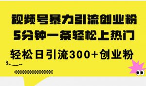 （11754期）视频号暴力引流创业粉，5分钟一条轻松上热门，轻松日引流300+创业粉-黑斯坦丁项目网