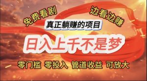 （11866期）免费看剧，边看边赚，日入上千不是梦，一个真正的躺赚项目-黑斯坦丁项目网