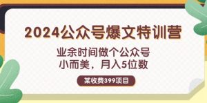（11895期）某收费399元-2024公众号爆文特训营：业余时间做个公众号 小而美 月入5位数-黑斯坦丁项目网