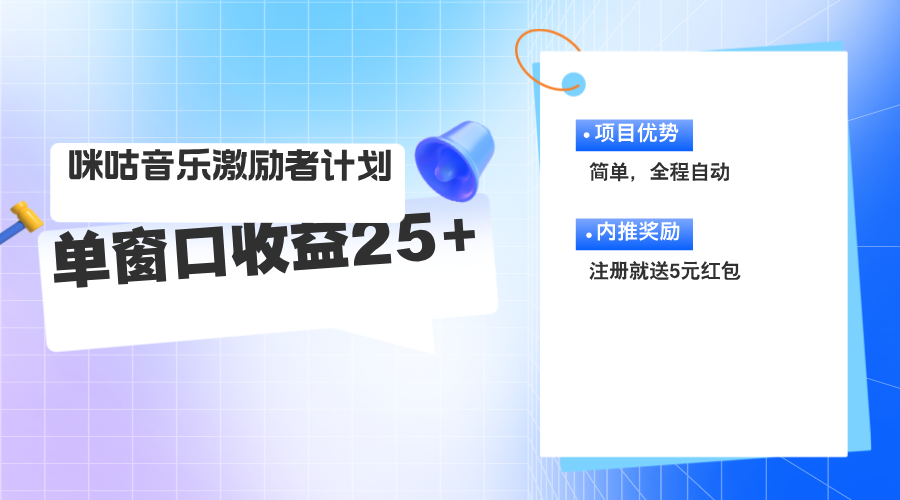 （11942期）咪咕激励者计划，单窗口收益20~25，可矩阵操作-黑斯坦丁项目网