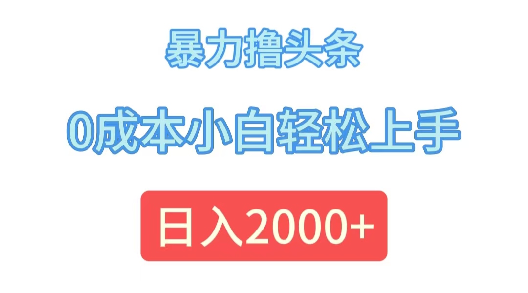 （12068期）暴力撸头条，0成本小白轻松上手，日入2000+-黑斯坦丁项目网