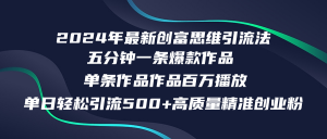 （12171期）2024年最新创富思维日引流500+精准高质量创业粉，五分钟一条百万播放量…-黑斯坦丁项目网