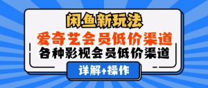 （12320期）闲鱼新玩法，爱奇艺会员低价渠道，各种影视会员低价渠道详解-黑斯坦丁项目网