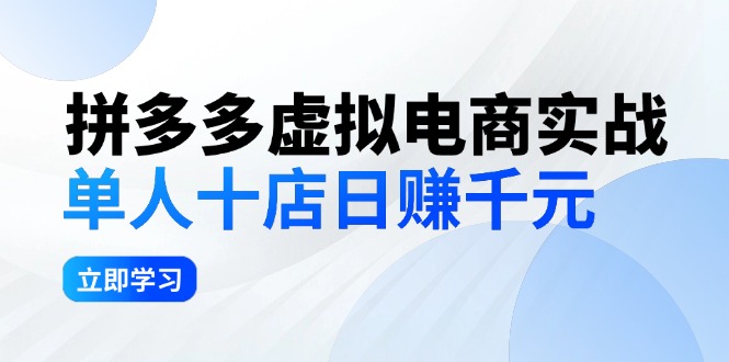 (12326期)拼夕夕虚拟电商实战:单人10店日赚千元,深耕老项目,稳定盈利不求风口-黑斯坦丁项目网