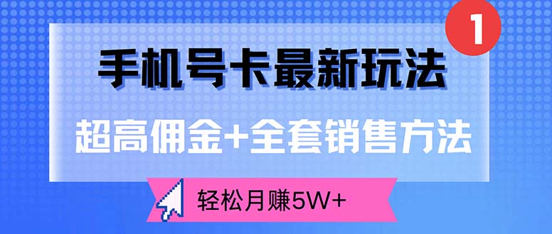 （12375期）手机号卡最新玩法，超高佣金+全套销售方法，轻松月赚5W+-黑斯坦丁项目网