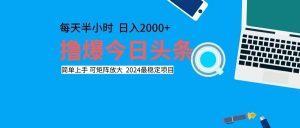 （12401期）撸今日头条，单号日入2000+可矩阵放大-黑斯坦丁项目网