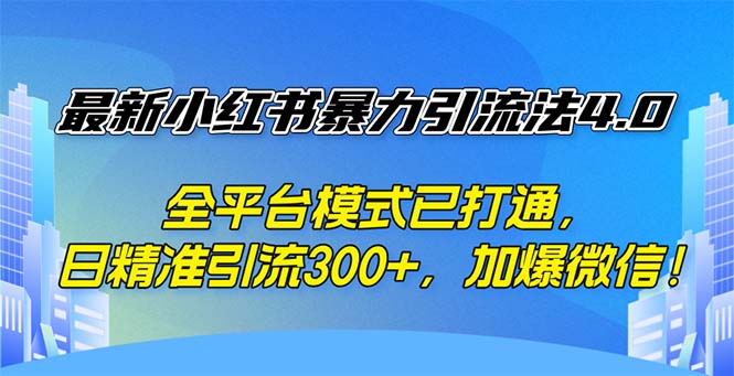 (12505期)最新小红书暴力引流法4.0, 全平台模式已打通,日精准引流300+,加爆微…-黑斯坦丁项目网
