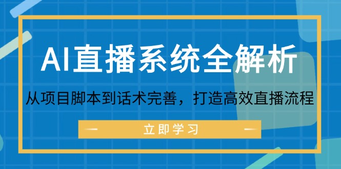 (12509期)AI直播系统全解析:从项目脚本到话术完善,打造高效直播流程-黑斯坦丁项目网