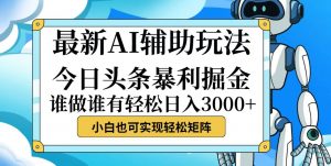 （12511期）今日头条最新暴利掘金玩法，动手不动脑，简单易上手。小白也可轻松日入…-黑斯坦丁项目网