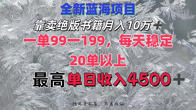 (12512期)靠卖绝版书籍月入10W+,一单99-199,一天平均20单以上,最高收益日入4500+-黑斯坦丁项目网