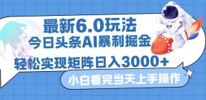（12566期）今日头条最新暴利掘金6.0玩法，动手不动脑，简单易上手。轻松矩阵实现…-黑斯坦丁项目网