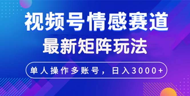 （12609期）视频号创作者分成情感赛道最新矩阵玩法日入3000+-黑斯坦丁项目网