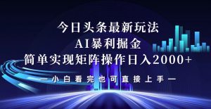 （12610期）今日头条最新掘金玩法，轻松矩阵日入2000+-黑斯坦丁项目网