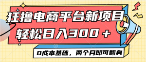 （12685期）电商平台新赛道变现项目小白轻松日入300＋0成本基础两个月即可翻身-黑斯坦丁项目网