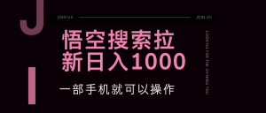 （12717期）悟空搜索类拉新 蓝海项目 一部手机就可以操作 教程非常详细-黑斯坦丁项目网