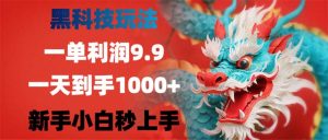 （12793期）黑科技玩法，一单利润9.9,一天到手1000+，新手小白秒上手-黑斯坦丁项目网