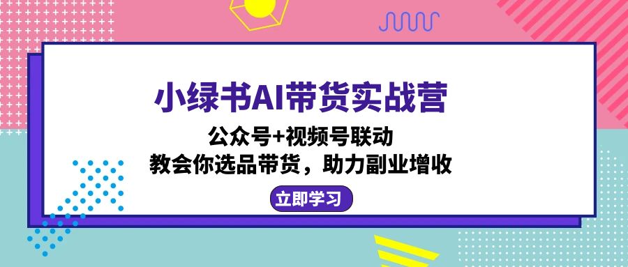 （12848期）小绿书AI带货实战营：公众号+视频号联动，教会你选品带货，助力副业增收-黑斯坦丁项目网