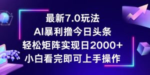 （12854期）今日头条最新7.0玩法，轻松矩阵日入2000+-黑斯坦丁项目网