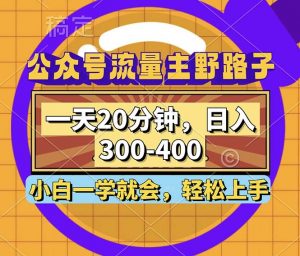 （12866期）公众号流量主野路子玩法，一天20分钟，日入300~400，小白一学就会-黑斯坦丁项目网