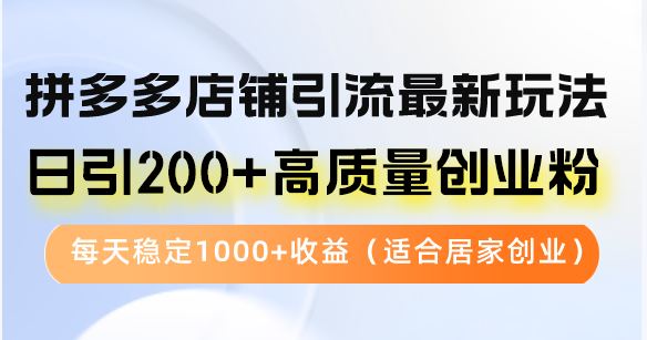 (12893期)拼多多店铺引流最新玩法,日引200+高质量创业粉,每天稳定1000+收益(…-黑斯坦丁项目网