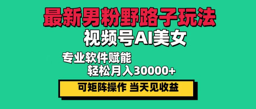 (12909期)最新男粉野路子玩法,视频号AI美女,当天见收益,轻松月入30000+-黑斯坦丁项目网