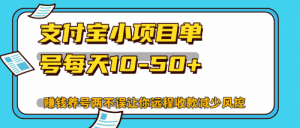 （12940期）最新支付宝小项目单号每天10-50+解放双手赚钱养号两不误-黑斯坦丁项目网