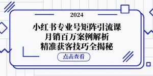 (12943期)小红书专业号矩阵引流课,月销百万案例解析,精准获客技巧全揭秘-黑斯坦丁项目网