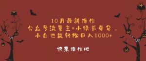 (12977期)10月最新操作,公众号流量主+小绿书带货,小白轻松日入1000+-黑斯坦丁项目网