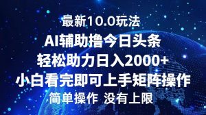 （12964期）今日头条最新10.0玩法，轻松矩阵日入2000+-黑斯坦丁项目网