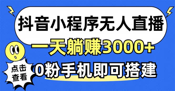（12988期）抖音小程序无人直播，一天躺赚3000+，0粉手机可搭建，不违规不限流，小…-黑斯坦丁项目网