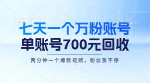 (13062期)七天一个万粉账号,新手小白秒上手,单账号回收700元,轻松月入三万+-黑斯坦丁项目网