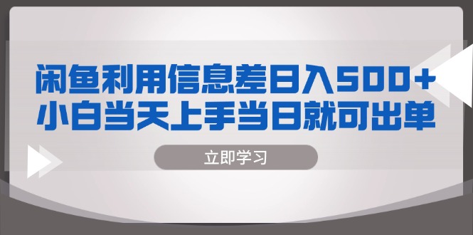 （13170期）闲鱼利用信息差 日入500+  小白当天上手 当日就可出单-黑斯坦丁项目网