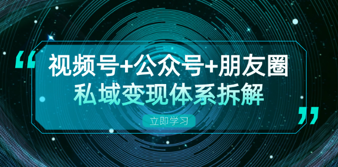 (13174期)视频号+公众号+朋友圈私域变现体系拆解,全体平台流量枯竭下的应对策略-黑斯坦丁项目网