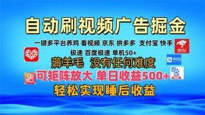 （13223期）多平台 自动看视频 广告掘金，当天变现，收益300+，可矩阵放大操作-黑斯坦丁项目网