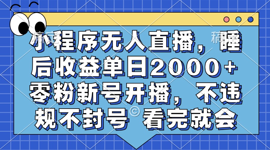 （13251期）小程序无人直播，睡后收益单日2000+ 零粉新号开播，不违规不封号 看完就会-黑斯坦丁项目网