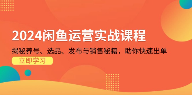 (13290期)2024闲鱼运营实战课程:揭秘养号、选品、发布与销售秘籍,助你快速出单-黑斯坦丁项目网