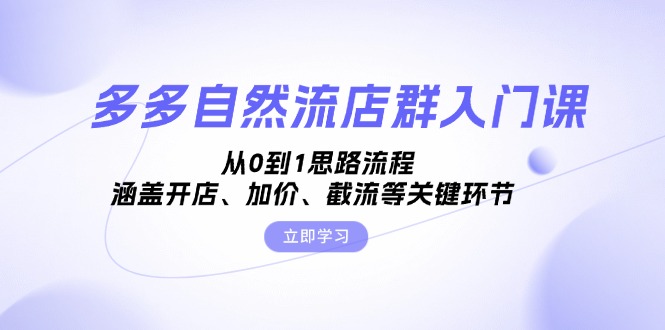 (13279期)多多自然流店群入门课,从0到1思路流程,涵盖开店、加价、截流等关键环节-黑斯坦丁项目网