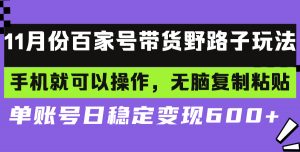 (13281期)百家号带货野路子玩法 手机就可以操作,无脑复制粘贴 单账号日稳定变现…-黑斯坦丁项目网
