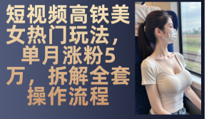 （13319期）短视频高铁美女热门玩法，单月涨粉5万，拆解全套操作流程-黑斯坦丁项目网